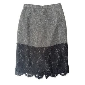 J. Crew Black White Sequins Lace Skirt Size 2